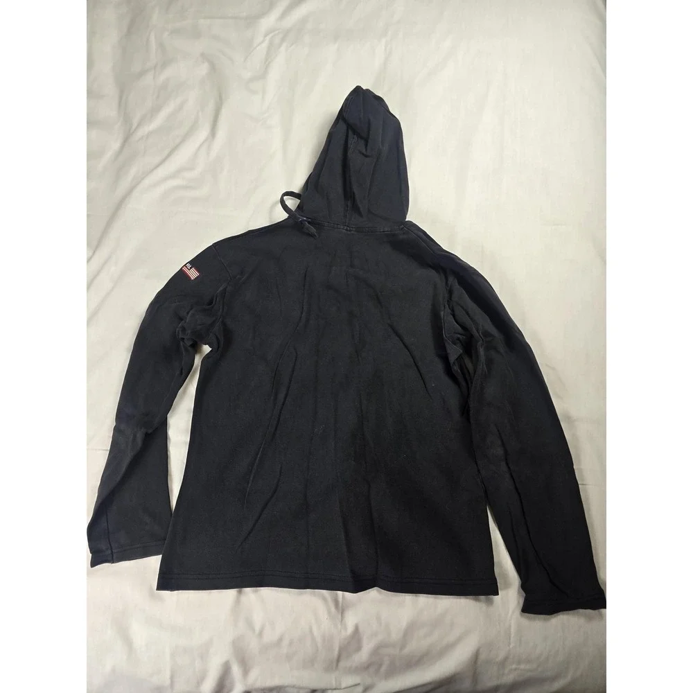 Vintage Polo Ralph Lauren Polo Sport Hoodie Mens Large Black Full Zip USA Flag
